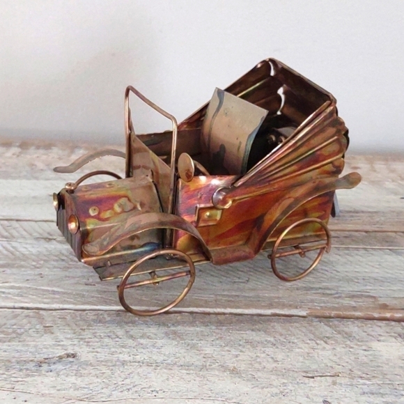 VINTAGE Copper Antique Car Music Box - Plays Happy Days - Picture 1 of 10